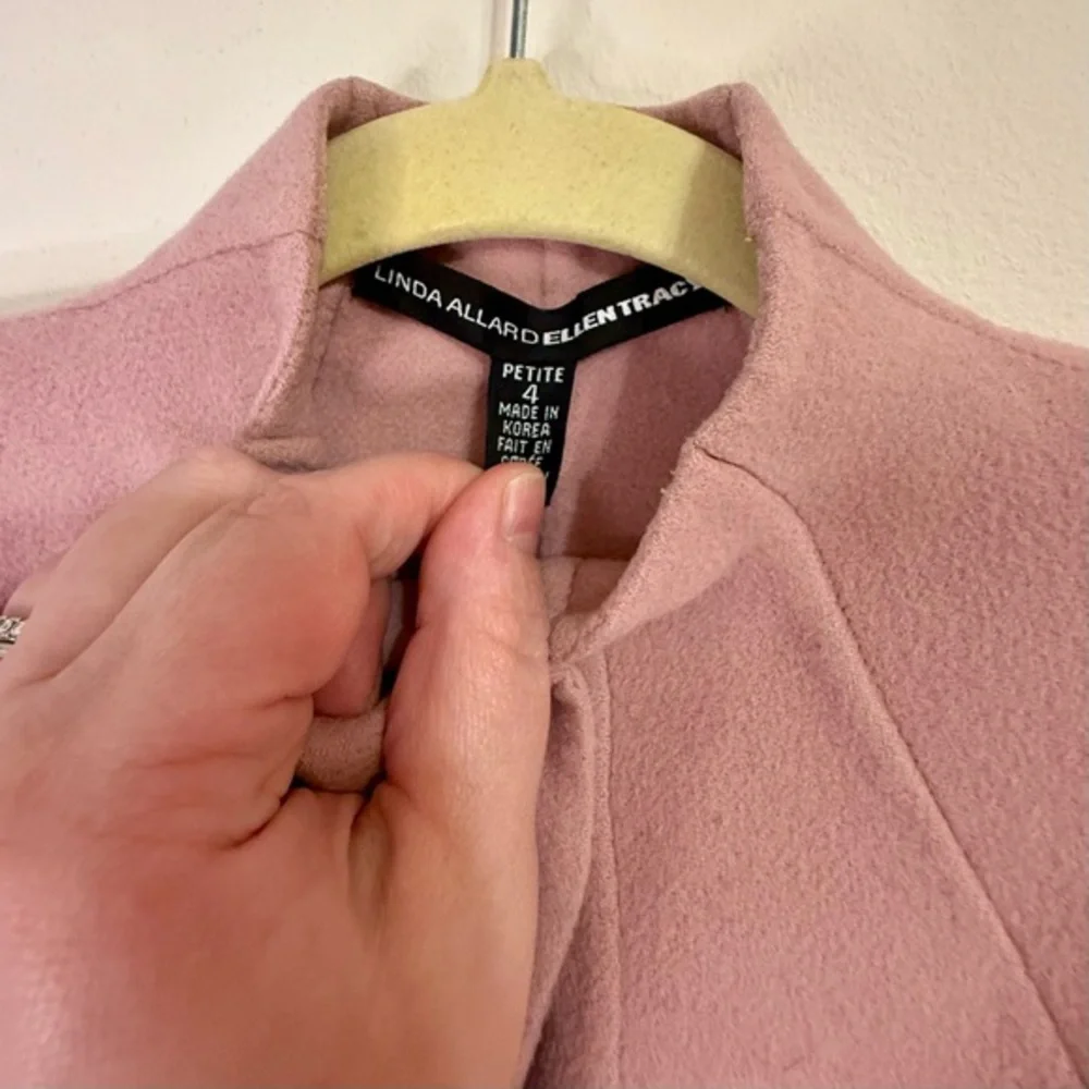 Linda Allard‎ Ellen Tracy Coat Petite 4 Blush Pink Button Front 100% Wool Jacket